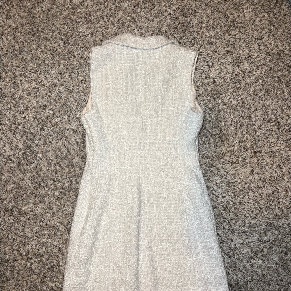 Zara Cream Tweed Sleeveless Mini Dress with Ring Detail - Picture 3 of 3